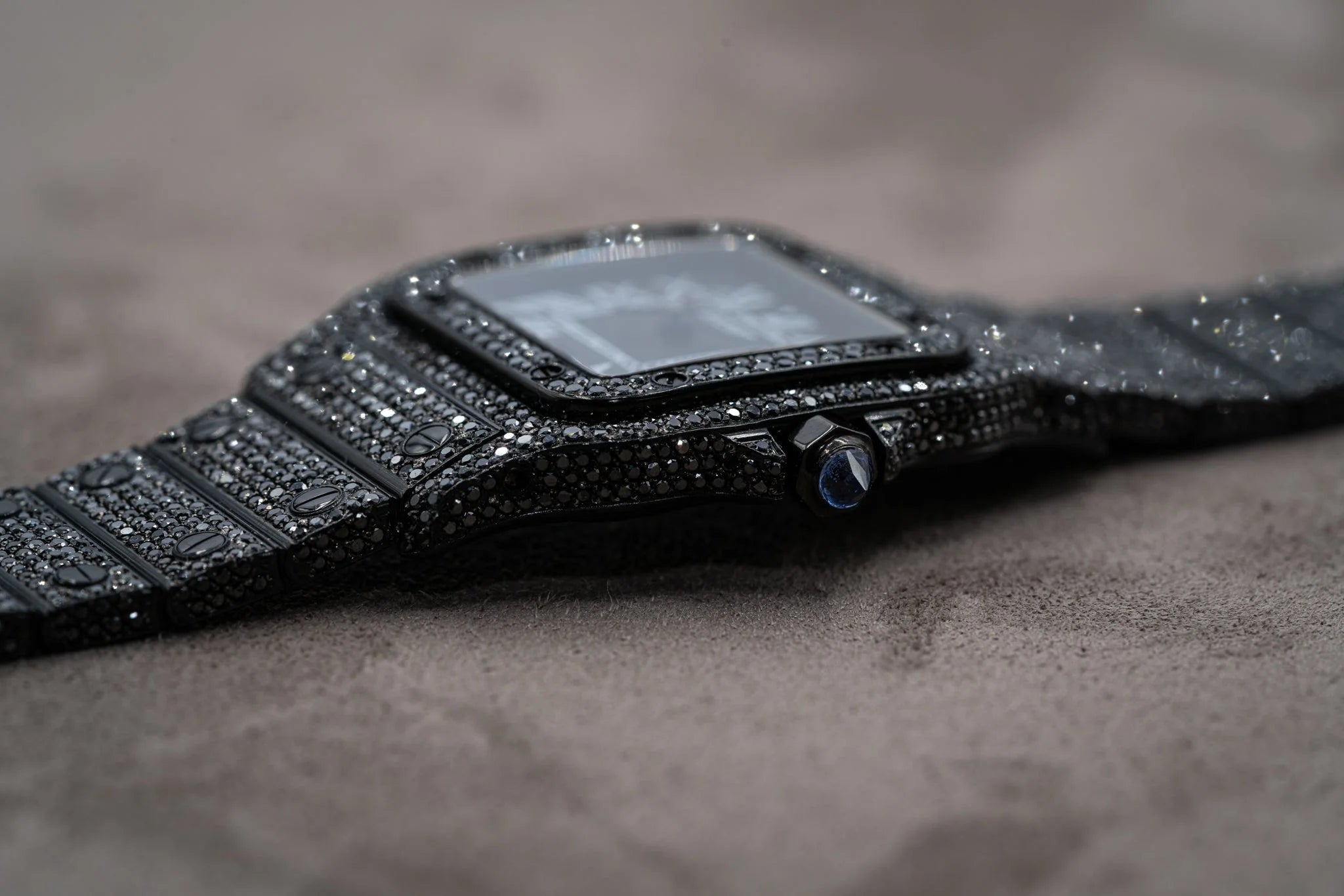 Cartier santos black diamonds on sale